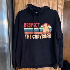 Black 'Respect the Capybara' Hoodie, XXL fits like a comfortable XL